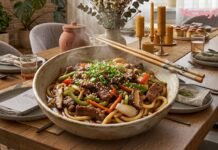 Замените обычные макароны на вкусную экзотику: простой рецепт удона с мясом и овощами